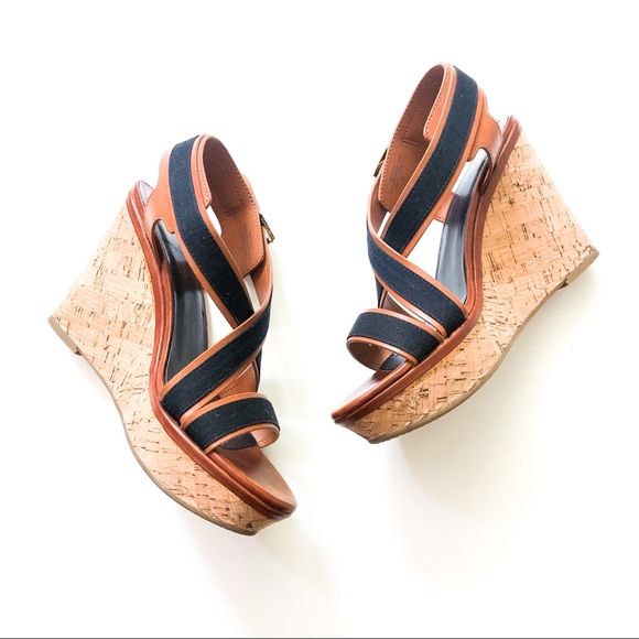Tommy Hilfiger Safia Two-Toned Cork Wedge Sandals - Picture 3 of 7